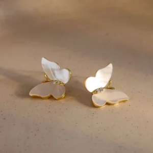 white butterfly earrings